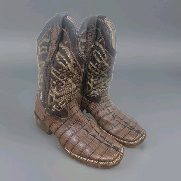 Alfa Boots Mens Size 7 Brown Leather Boots Western Square Toe Cowboy Ranch main image 5